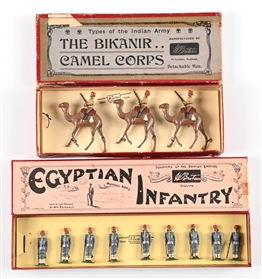 LOT OF 2: W. BRITAIN S SET NO. 123 THE BIKANIR CAMEL CORPS & SET NO. 117 EQYPTIAN INFANTRY