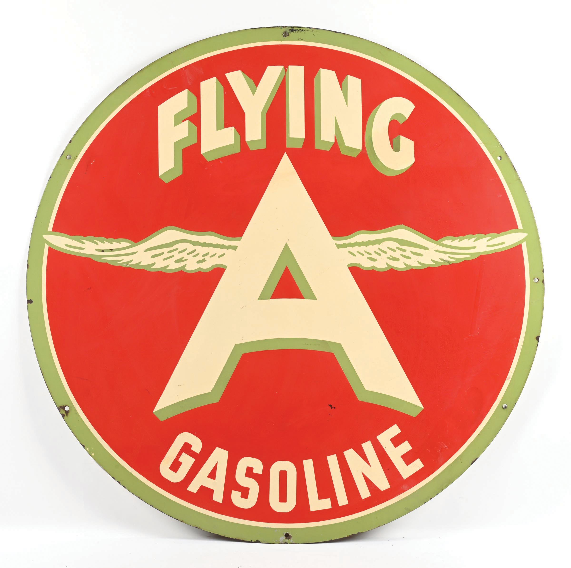Lot Detail - FLYING A GASOLINE PORCELAIN SERVICE STATION SIGN