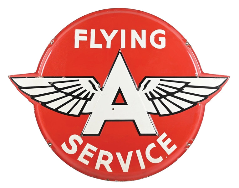 FLYING A SERVICE EMBOSSED PORCELAIN SIGN