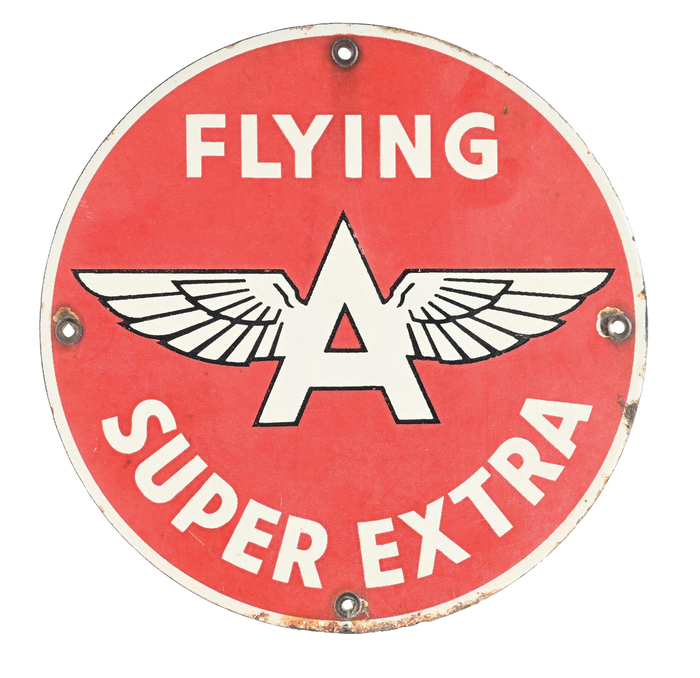 Lot Detail - FLYING A GASOLINE SUPER EXTRA PORCELAIN PUMP PLATE SIGN