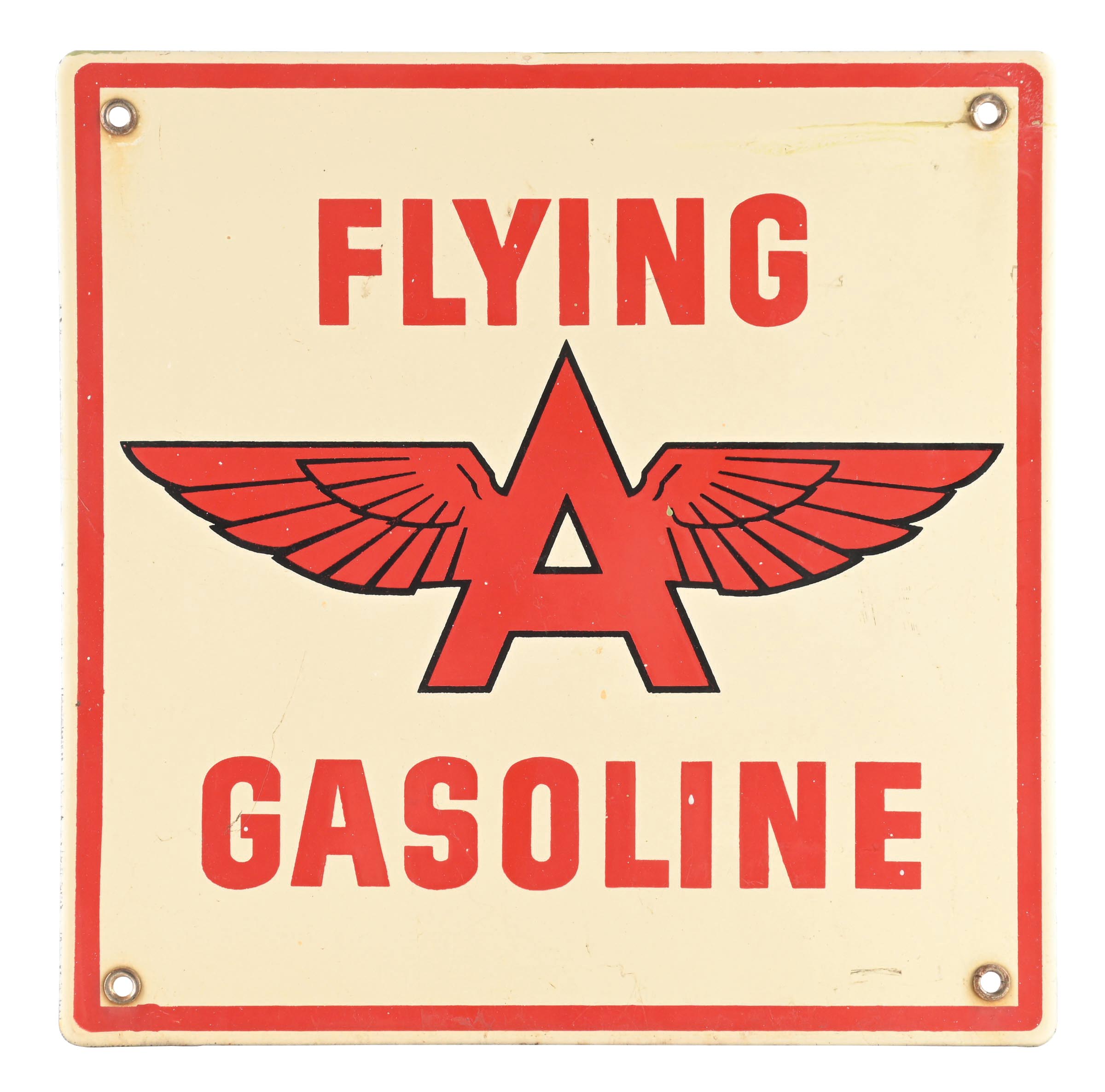Lot Detail - FLYING A GASOLINE PORCELAIN PUMP PLATE SIGN