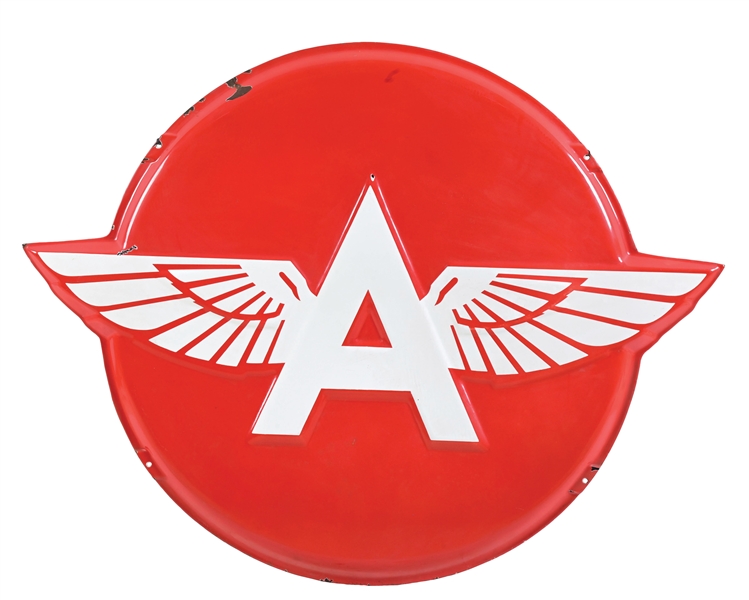 FLYING A GASOLINE EMBOSSED PORCELAIN SIGN