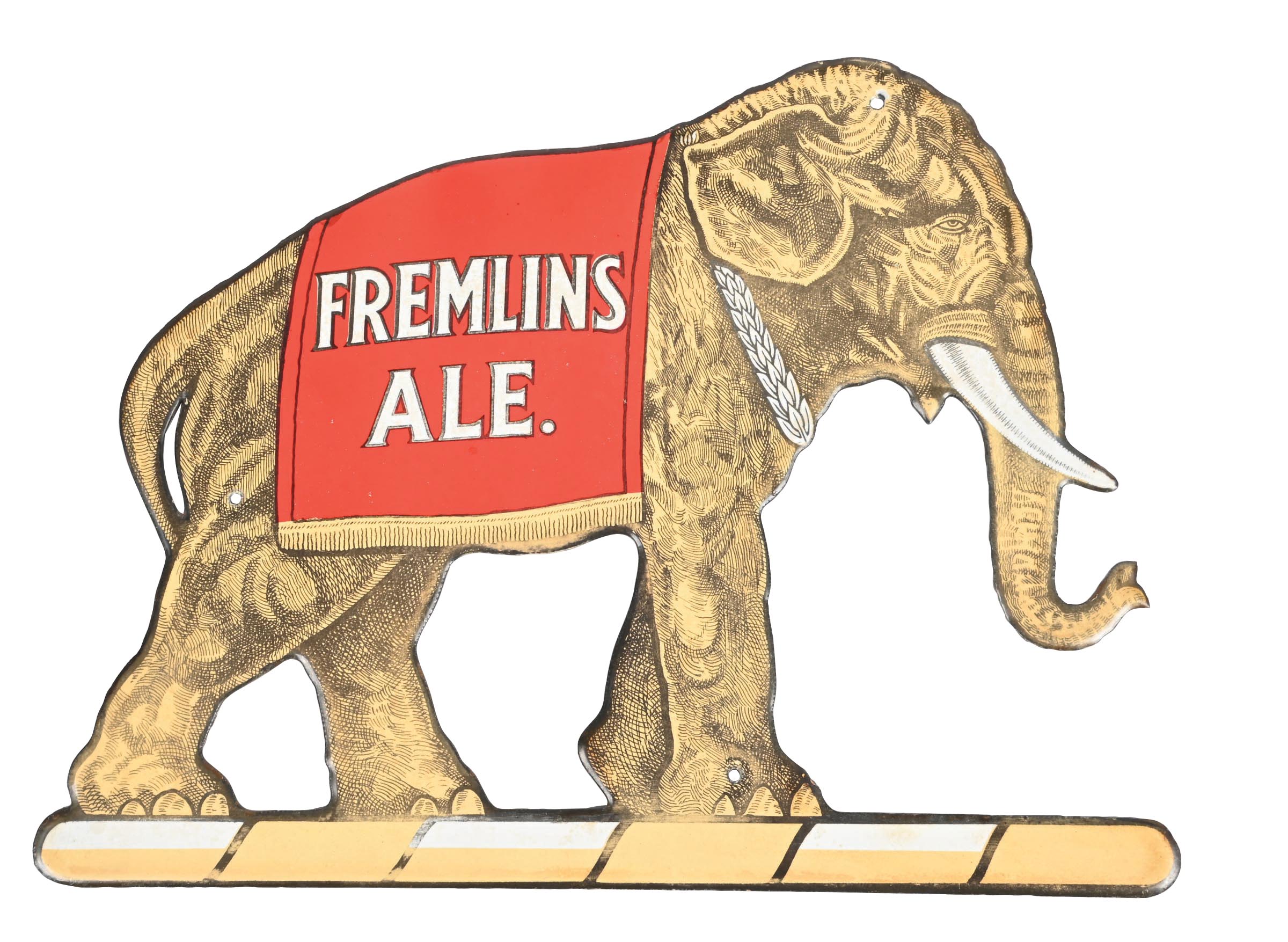 Lot Detail - FREMLINS ALE DIE-CUT PORCELAIN SIGN