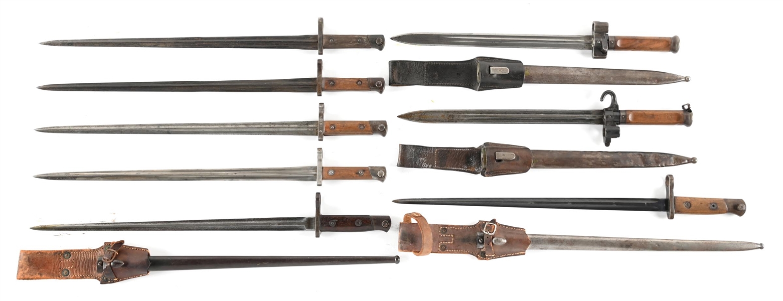 LOT OF 8: HUNGARIAN AND BELGIAN BAYONETS. 