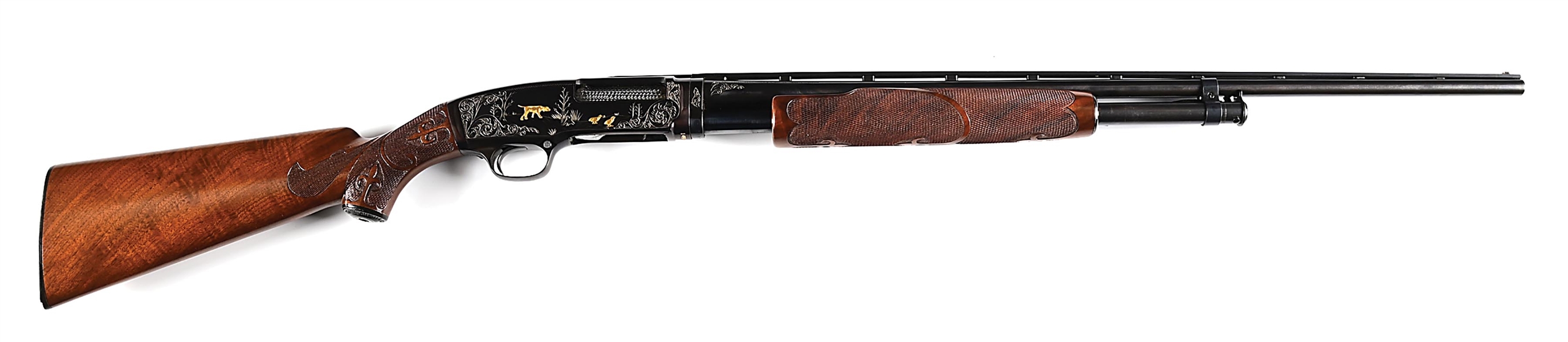 (C) NICK KUSMIT ATTRIBUTED ENGRAVED WINCHESTER MODEL 42 SKEET SLIDE ACTION .410 SHOTGUN.