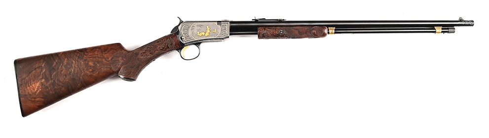 (C) NICK KUSMIT ENGRAVED WINCHESTER MODEL 1906 .22 LR SLIDE ACTION RIFLE.