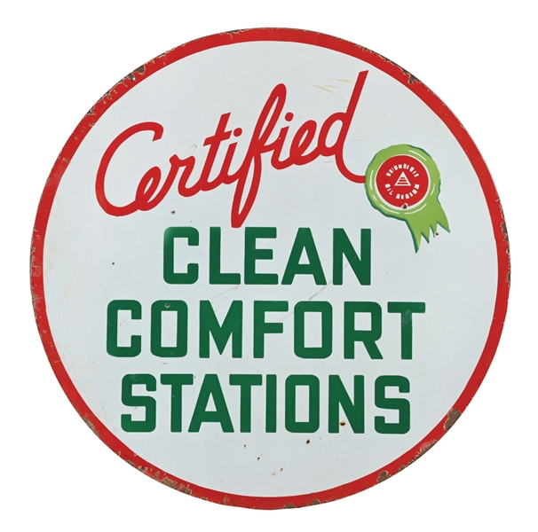 ASSOCIATED CLEAN COMFORT STATIONS PORCELAIN SIGN