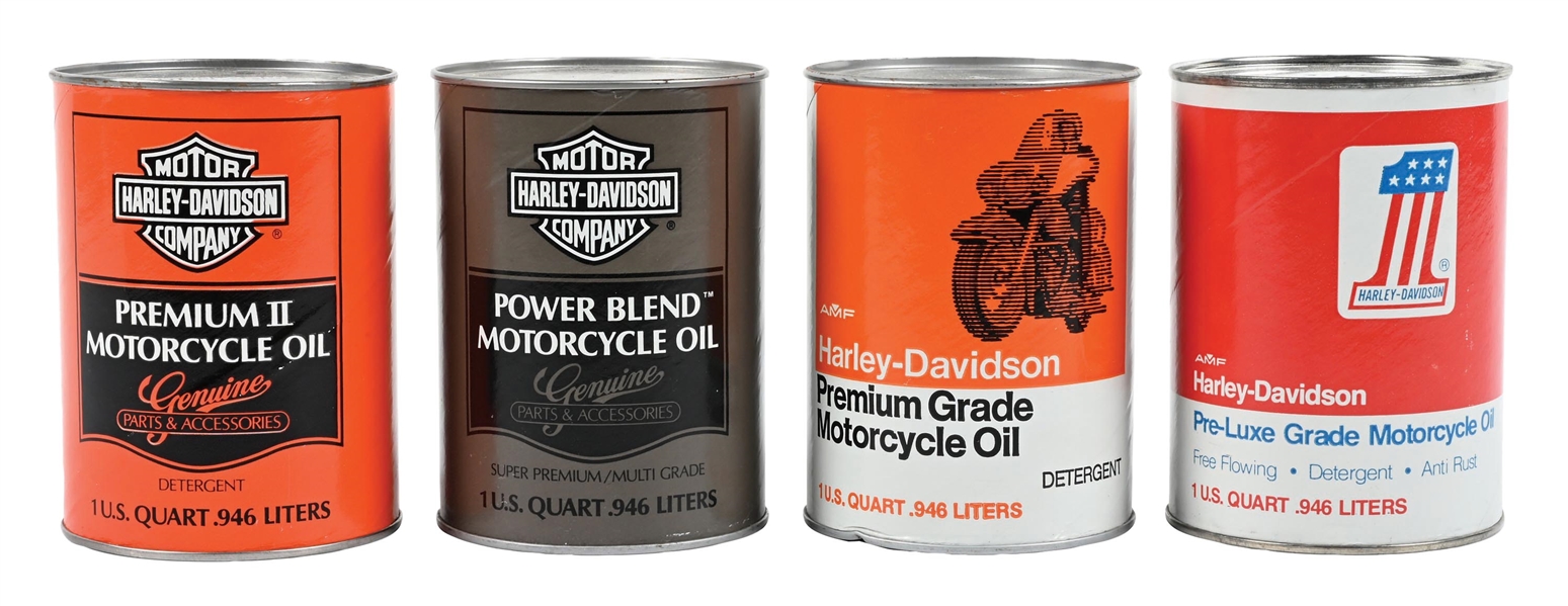 COLLECTION OF 4: HARLEY-DAVIDSON MOTORCYCLE OIL ONE U.S. QUART CANS