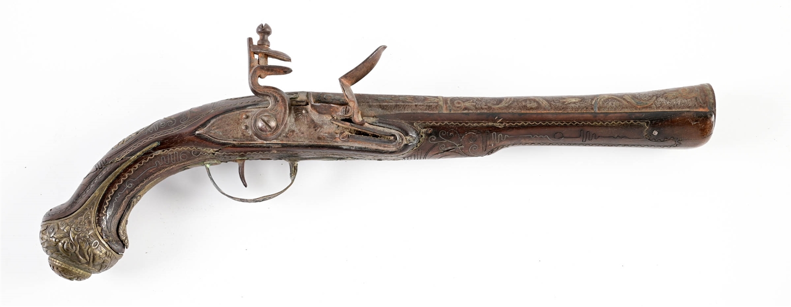 (A) MIDDLE EASTERN FLINTLOCK PISTOL.