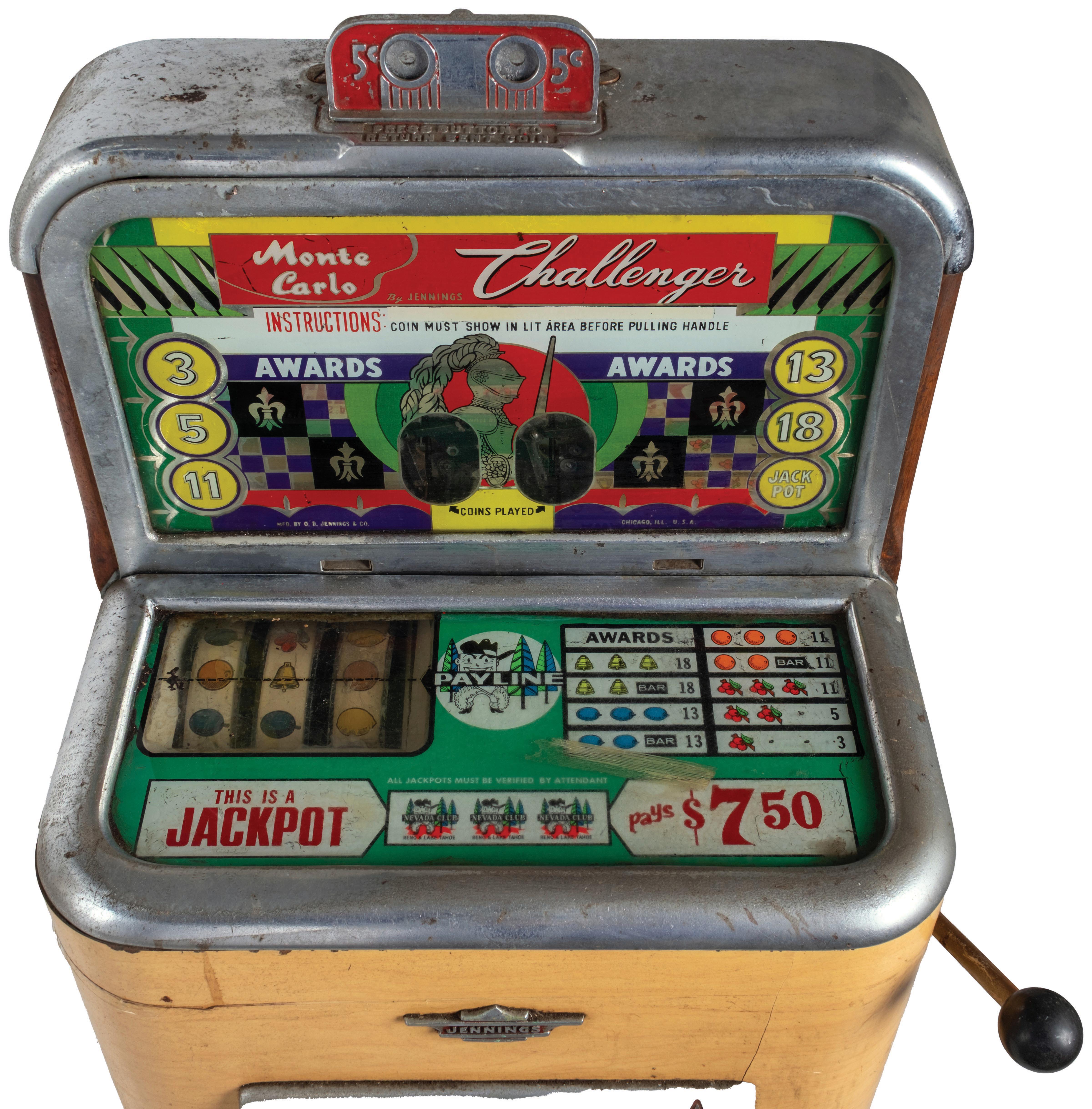 Sloth Machine Project Lot Detail - 5¢ JENNINGS CHALLENGER CONSOLE SLOT MACHINE PROJECT