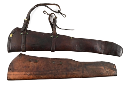 LOT OF 2: LEATHER MILITARY RIFLE SCABBARDS.