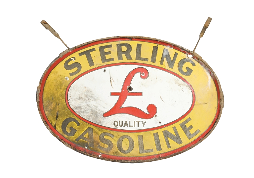 STERLING GASOLINE PORCELAIN SIGN WITH ORIGINAL RING