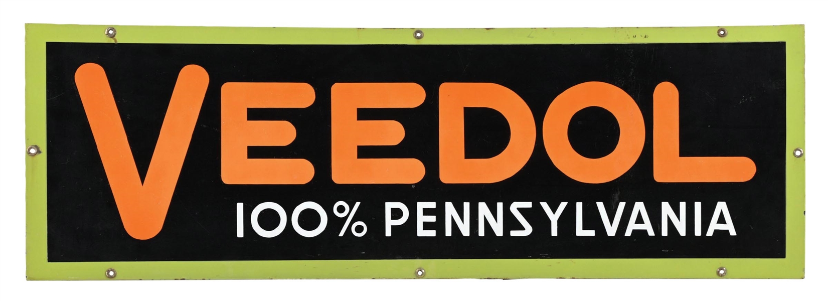 VEEDOL 100% PENNSYLVANIA MOTOR OIL PORCELAIN SIGN