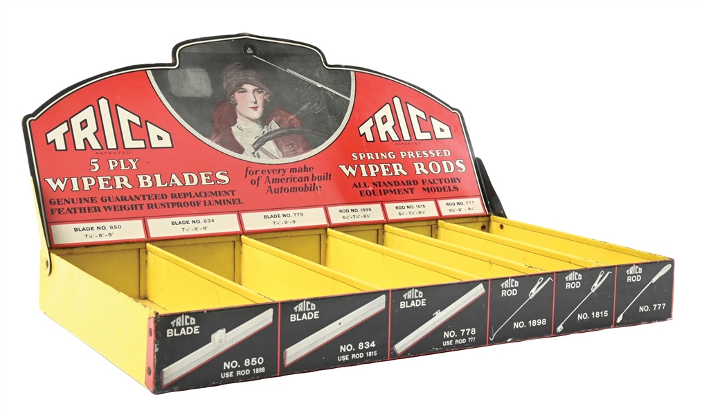 TRICO WIPER BLADES AND RODS TIN LITHO COUNTERTOP DISPLAY
