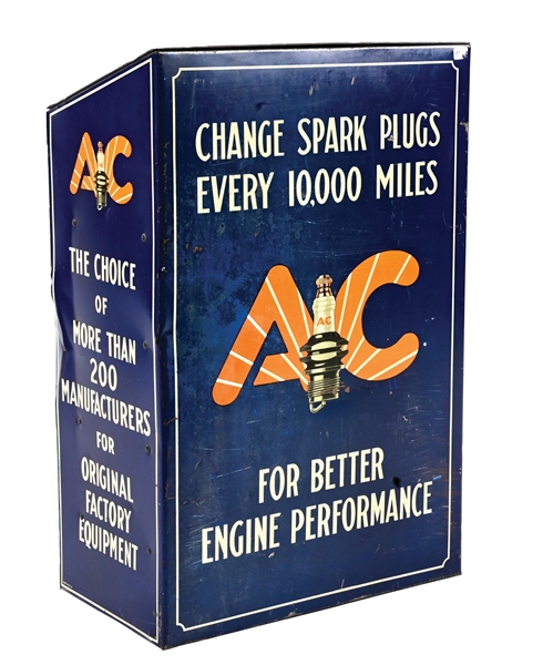 AC SPARK PLUGS FOR BETTER PERFORMANCE SPARK PLUGS TIN STORE DISPLAY CABINET