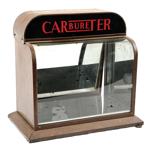CARTER CARBURETER LIGHTED GLASS SERVICE STATION DISPLAY CABINET
