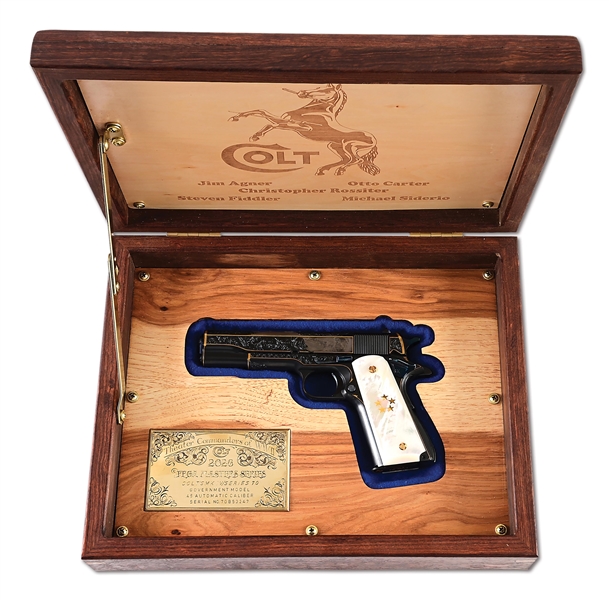 (M) 2026 FEGA MASTER SERIES ENGRAVED "THEATER COMMANDERS OF WWII" COLT GOVERNMENT MODEL 1911A1 .45 ACP SEMI-AUTOMATIC PISTOL WITH CASE.