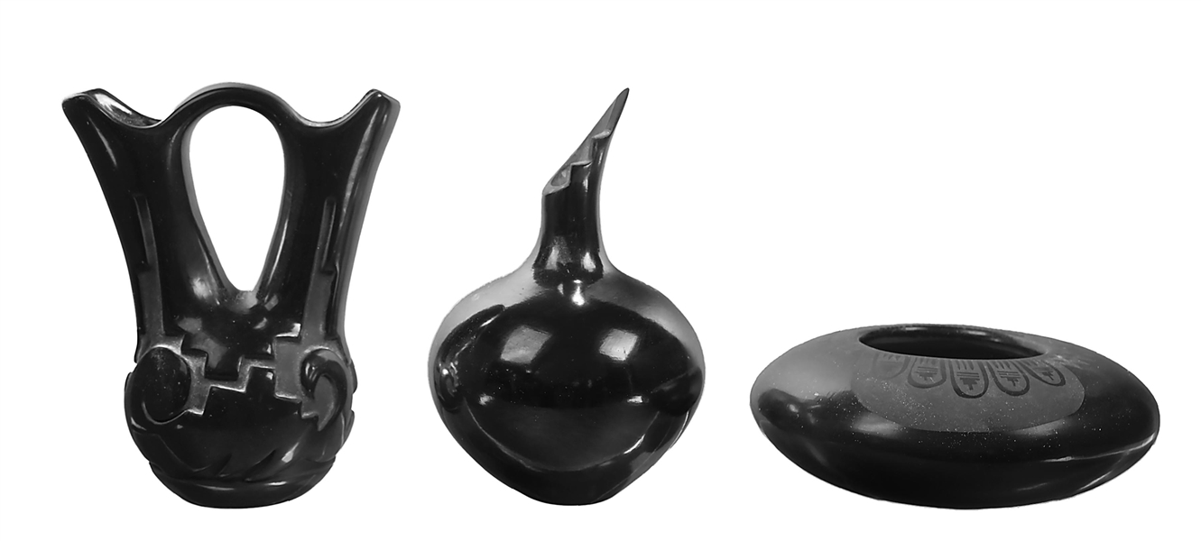 LOT OF 3: BLACKWARE POTTERY ITEMS