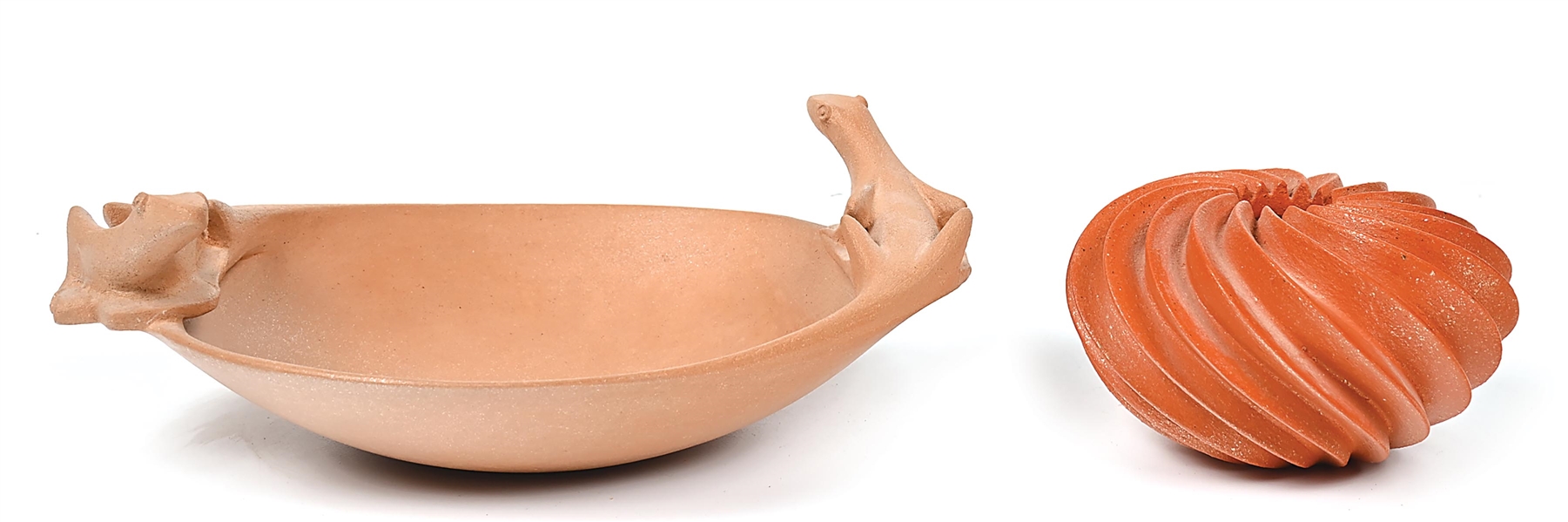 LOT OF 2: MICACEOUS CLAY POTS