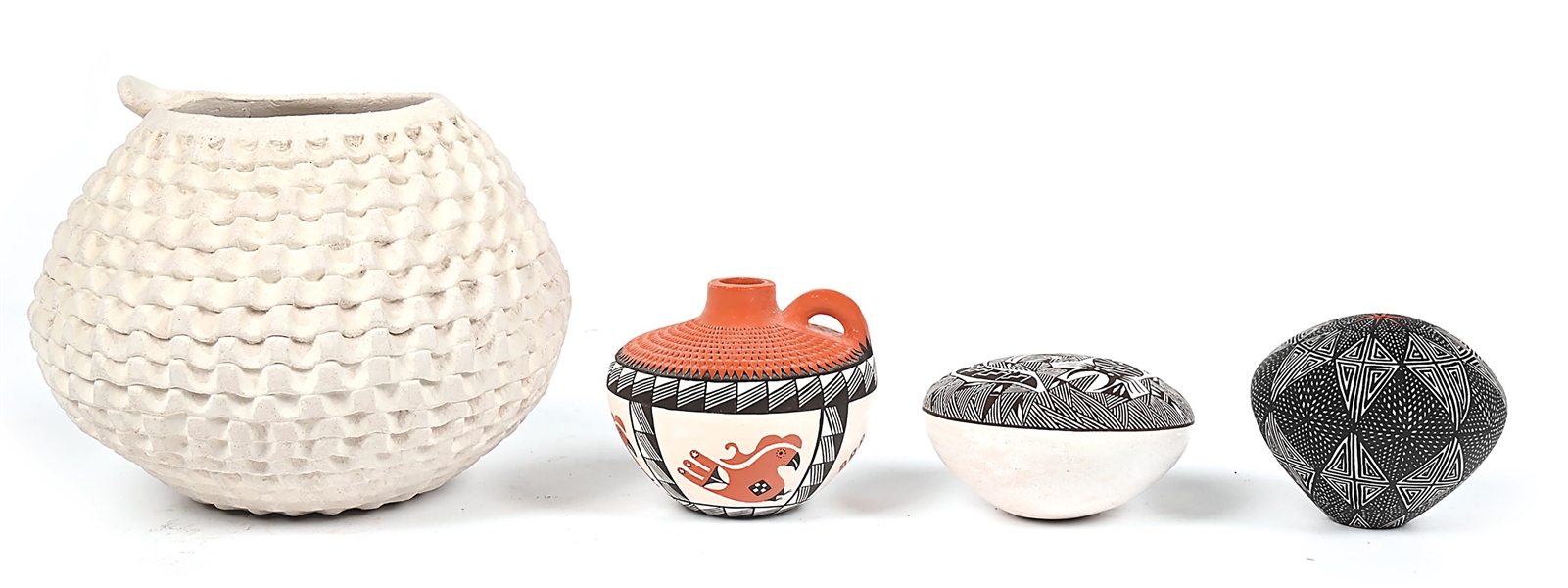 LOT OF 4: ACOMA (ÁAK’U) PUEBLO POTTERY ITEMS