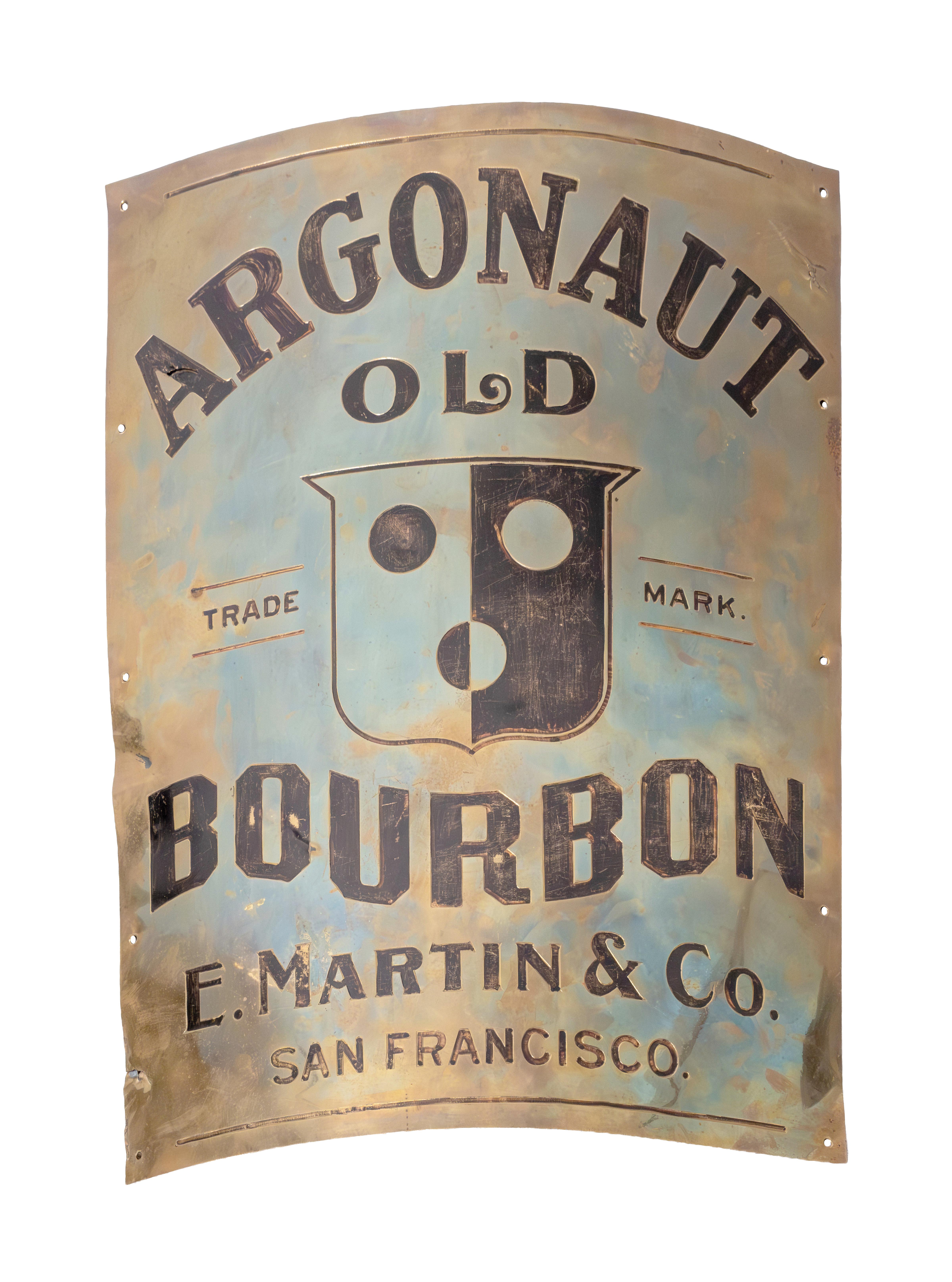 Lot Detail - BRASS ARGONAUT OLD BOURBON TRADE SIGN