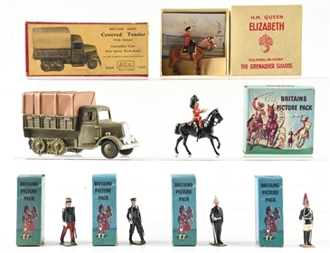 LOT OF 7: W. BRITAINS PICTURE PACKS & VEHICLE
