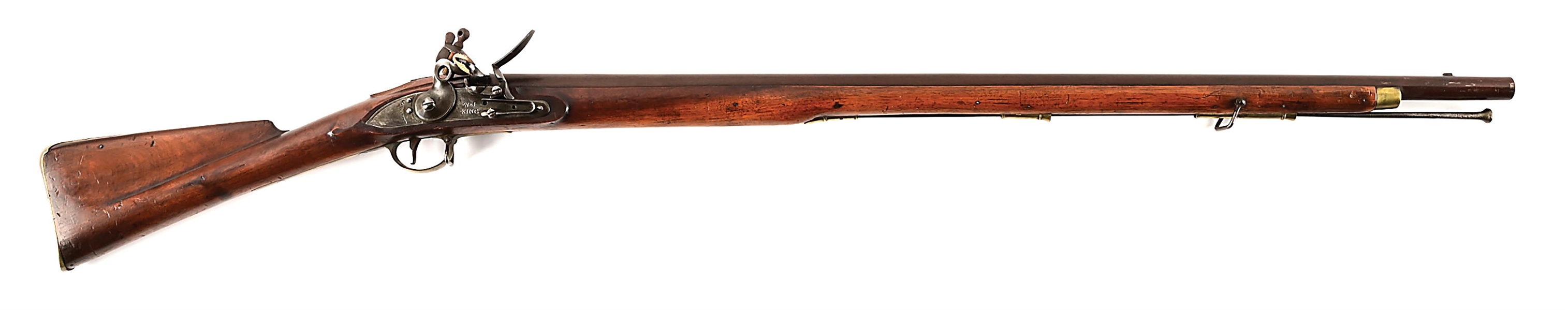 (A) W.J. KING INDIA PATTERN BROWN BESS FLINTLOCK MUSKET.