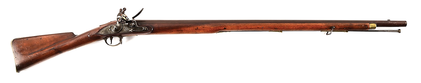 (A) W.J. KING INDIA PATTERN BROWN BESS FLINTLOCK MUSKET.
