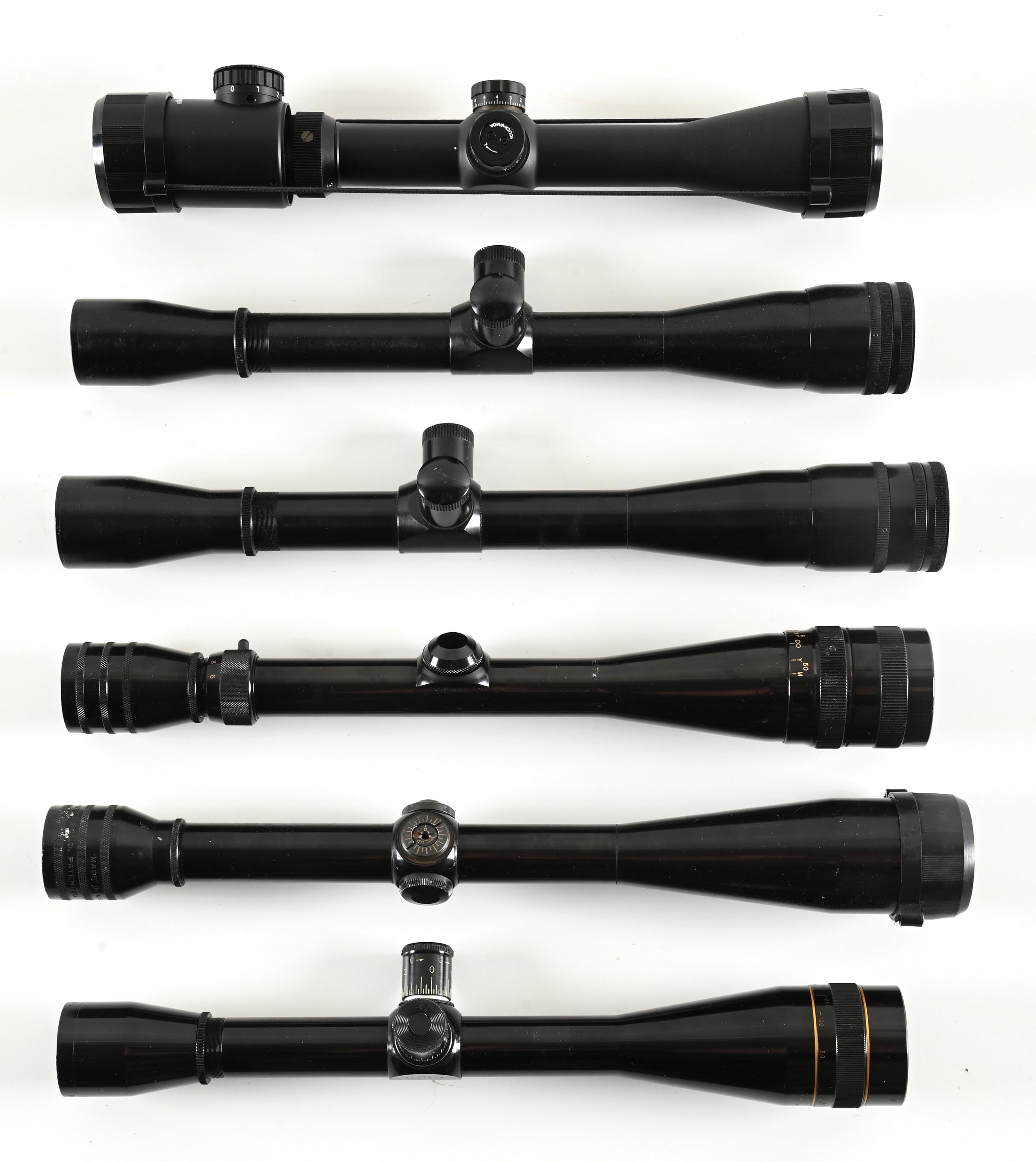 Varible Rifle Scope Lot Detail - LOT OF 6: MIXED MANUFACTURER VARIABLE POWER RIFLE SCOPES.