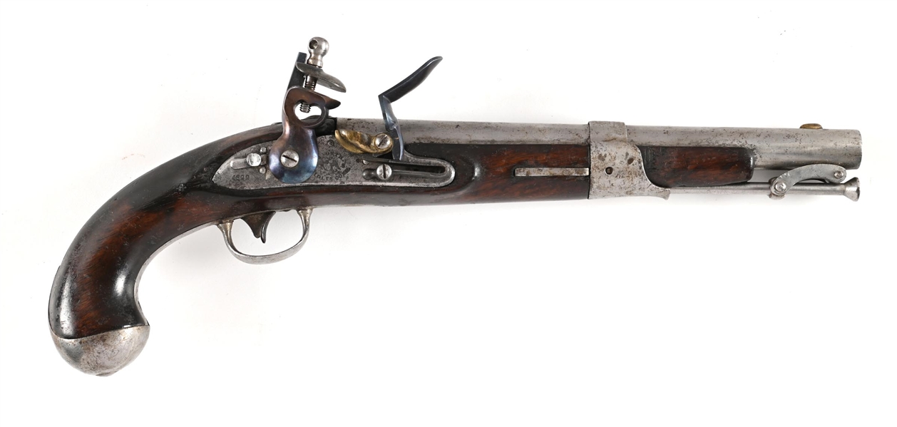 (A) US MODEL 1819 FLINTLOCK PISTOL BY SIMEON NORTH.
