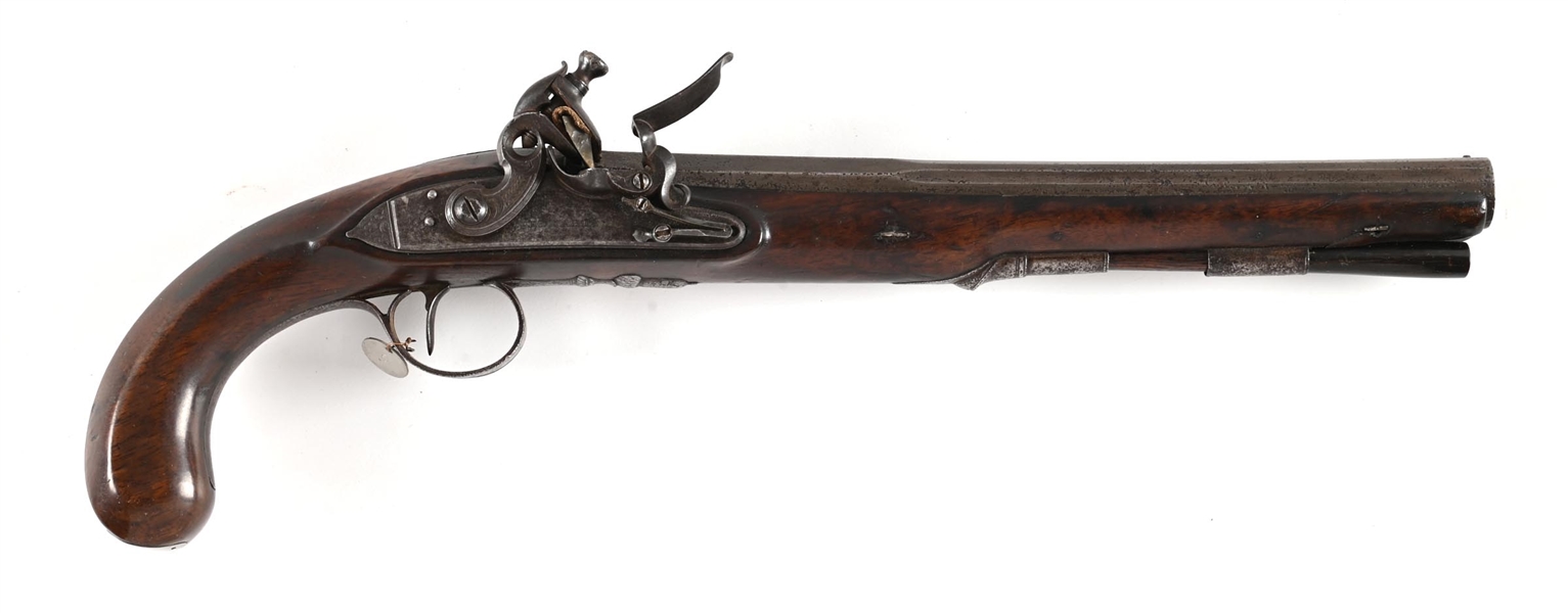 (A) IRISH FLINTLOCK PISTOL BY EDWARDS OF DUBLIN.