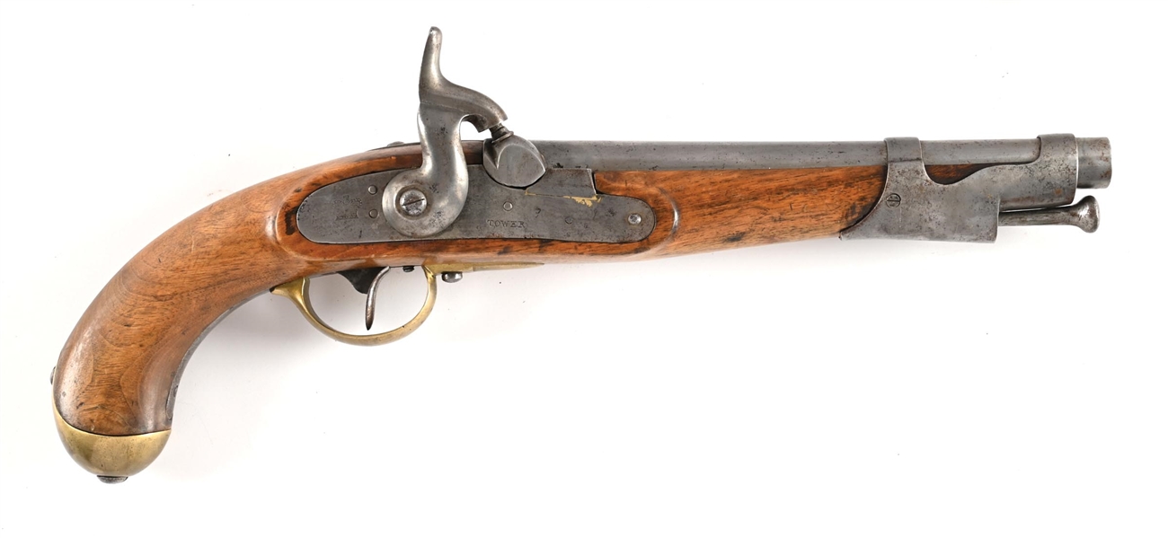 (A) AUSTRIAN PERCUSSION CONVERTED M1798 CAVALRY PISTOL WITH BRITISH MARKINGS.