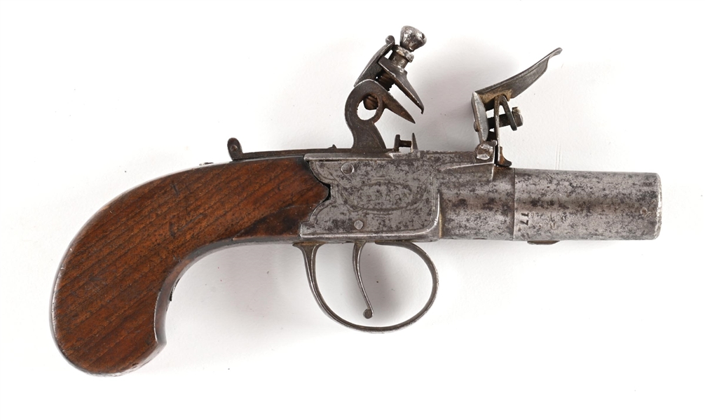 (A) HENRY NOCK FLINTLOCK MUFF PISTOL.