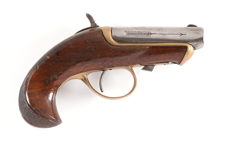 (A) WILLIAMSON .41 RF DERRINGER PISTOL WITH PERCUSSION CHAMBER INSERT.