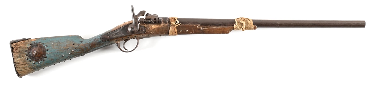 (A) NATIVE AMERICAN DECORATED 1853/67 CHATELLERAULT TABATIERE 12 BORE CARBINE ASSOCIATED WITH THE 101 RANCH.