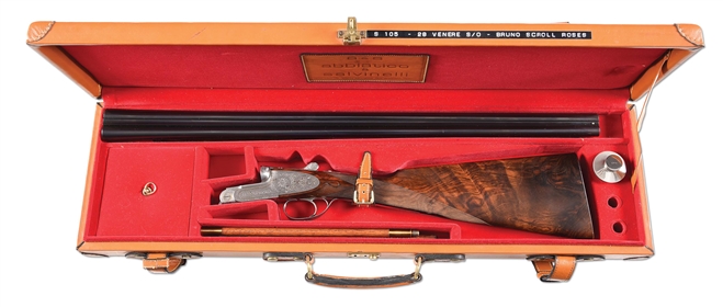 (M) ENGRAVED ABBIATICO & SALVINELLI SIDE BY SIDE SHOTGUN WITH CASE.