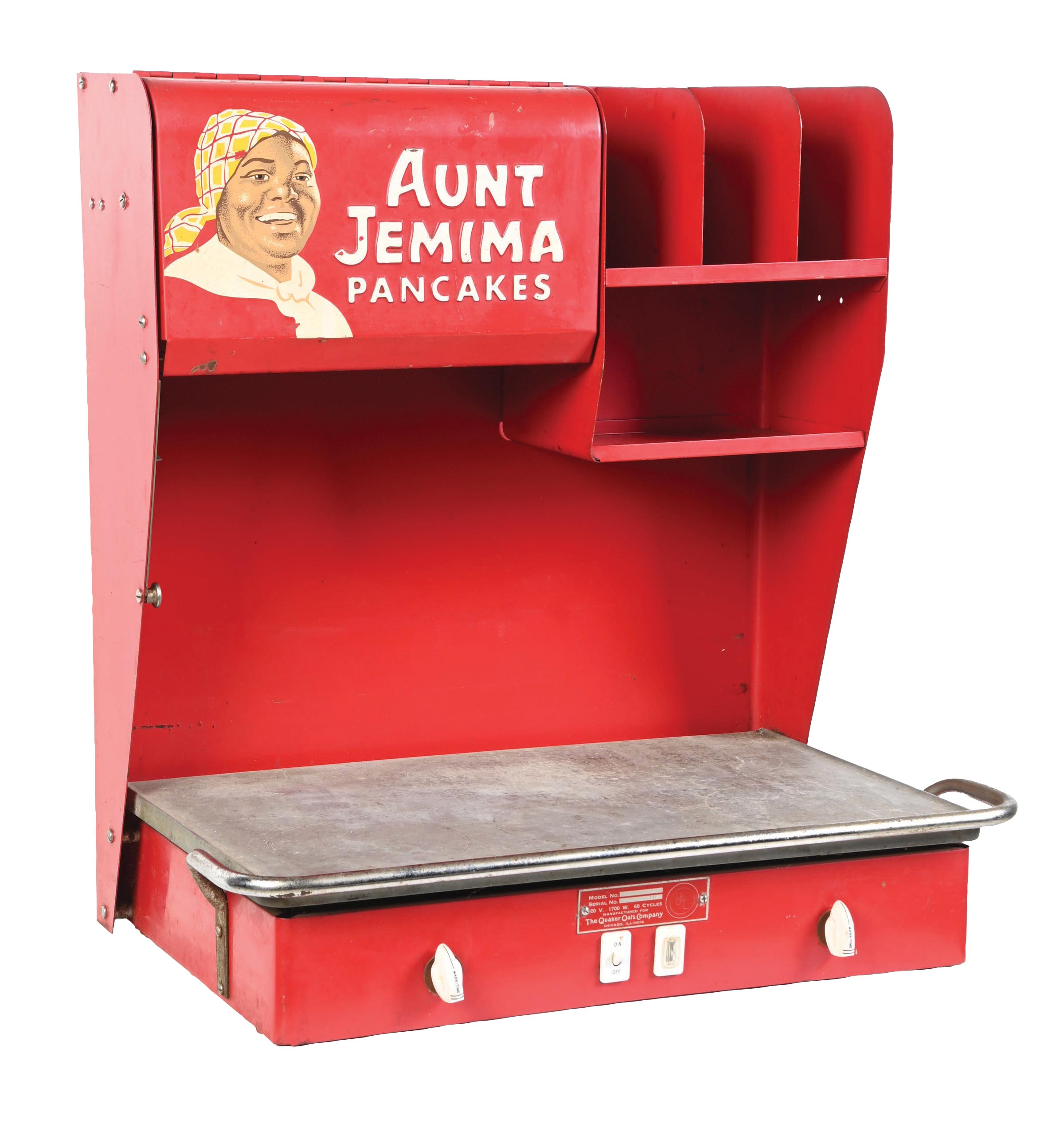 Lot Detail - VENDO AUNT JEMIMA EMBOSSED TIN ADVERTISING PANCAKE GRIDDLE