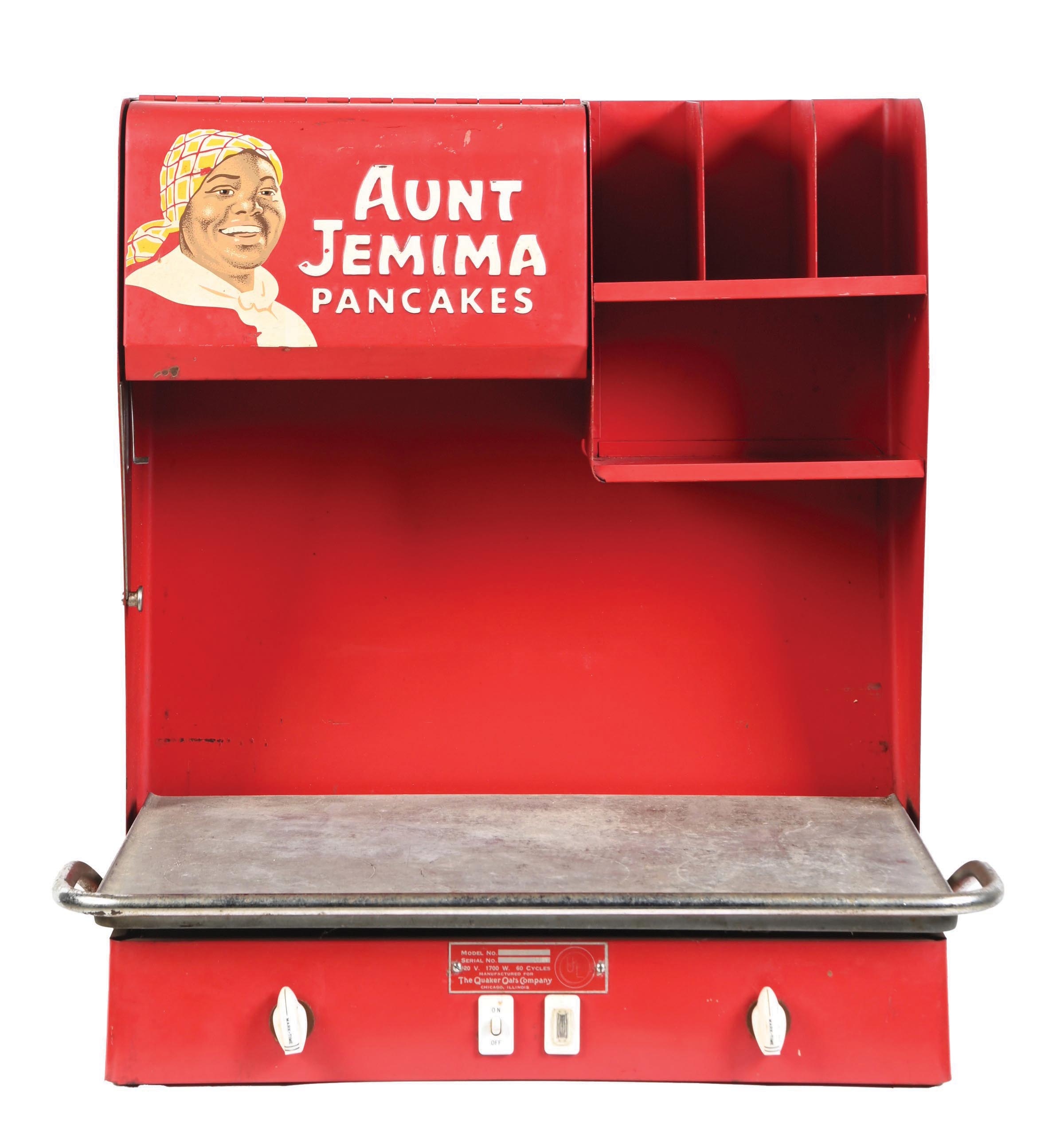 Lot Detail - VENDO AUNT JEMIMA EMBOSSED TIN ADVERTISING PANCAKE GRIDDLE