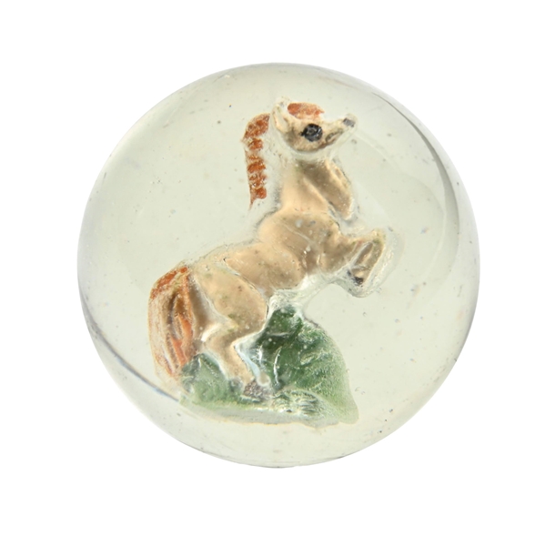 PAINTED REARING HORSE SULPHIDE MARBLE