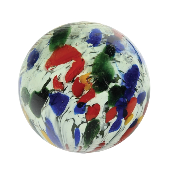LARGE SINGLE PONTIL JOSEPH COAT CLOWN MARBLE
