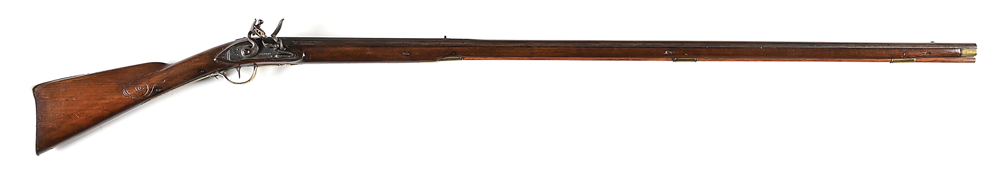 (A) INCISE CARVED LANCASTER FLINTLOCK FOWLER SIGNED P. GONTER.
