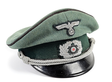 GERMAN WWII ARMY SMOKE/CHEMICAL OR JUDICIAL OFFICER VISOR CAP.