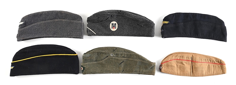 LOT OF 6: GERMAN WWII ENLISTED OVERSEAS CAPS. 