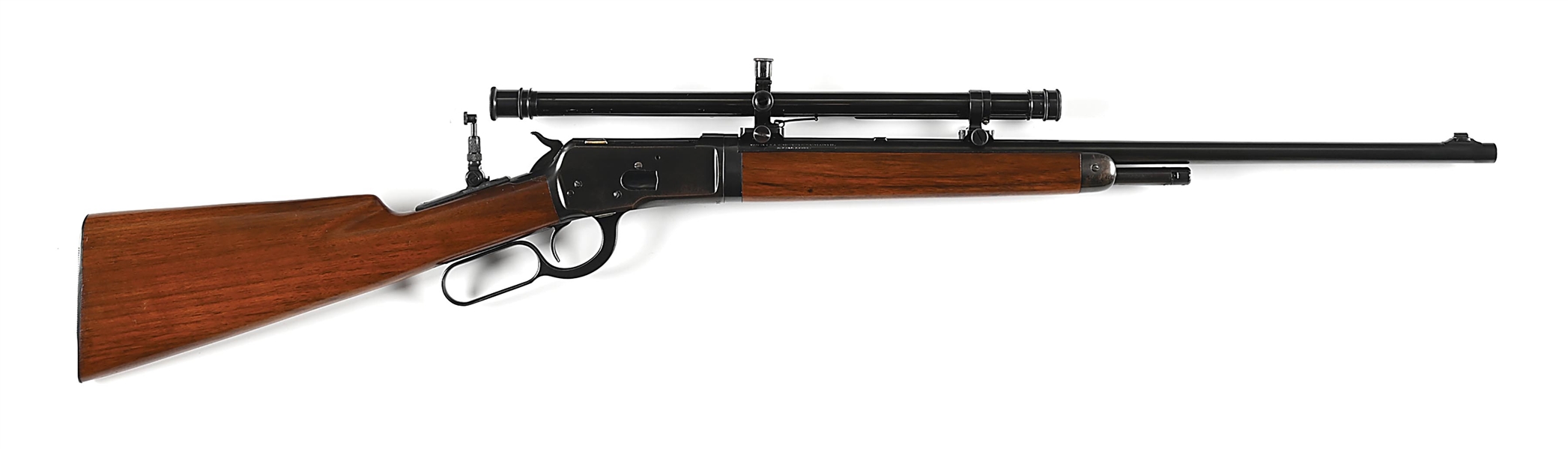 (C) FINE WINCHESTER MODEL 53 TAKEDOWN LEVER ACTION RIFLE WITH MATCHING SCOPE.