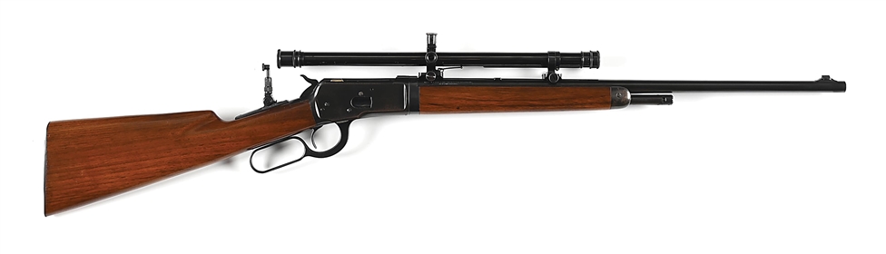 (C) FINE WINCHESTER MODEL 53 TAKEDOWN LEVER ACTION RIFLE WITH MATCHING SCOPE.