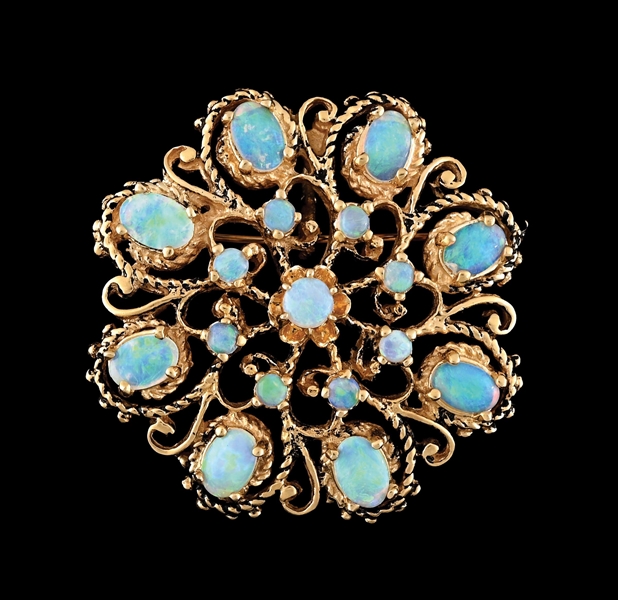 14K YELLOW GOLD OPAL BROOCH/PENDANT
