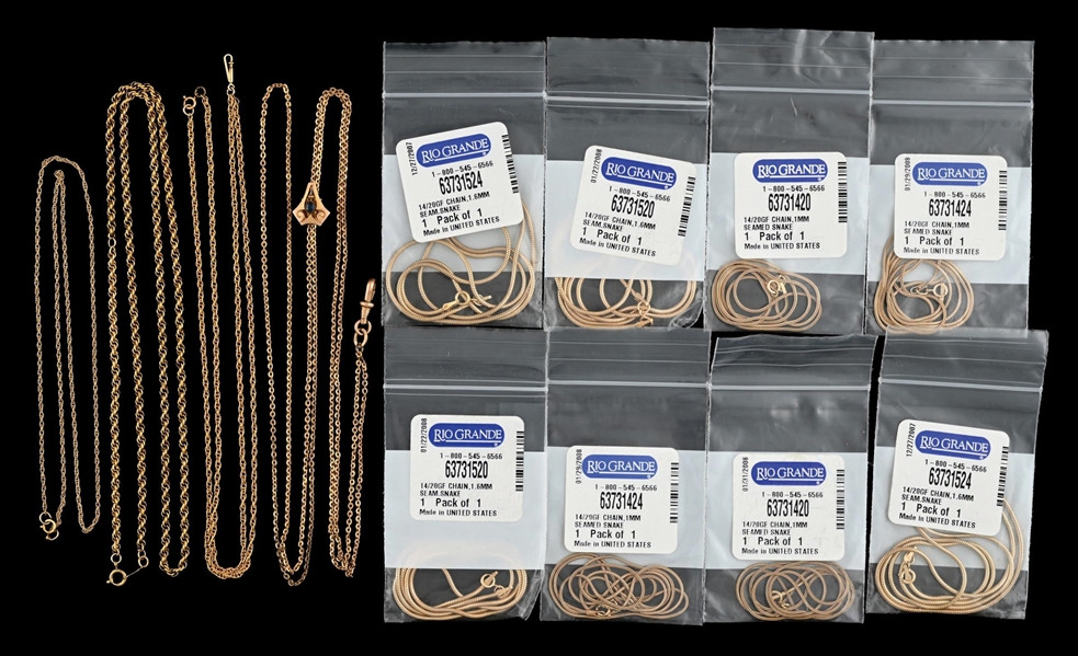 LOT OF 12: GOLD-FILLED PENDANT CHAINS