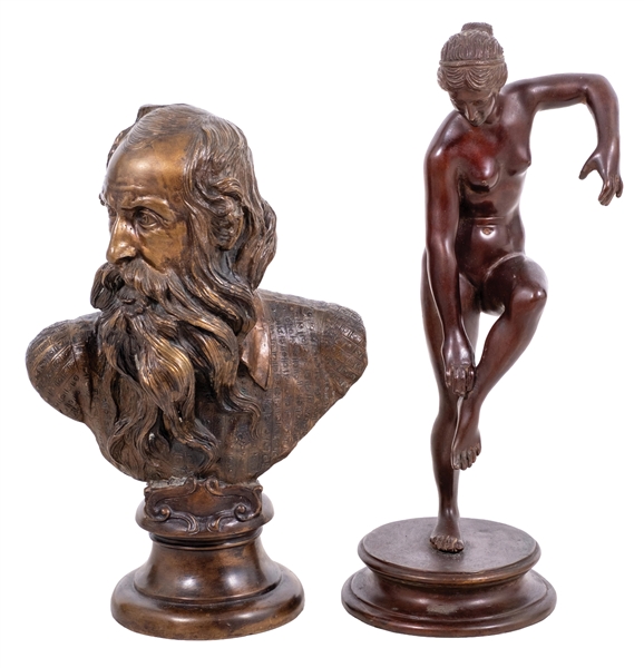 Lot Detail - PAIR OF BRONZE LIBRARY STATUES