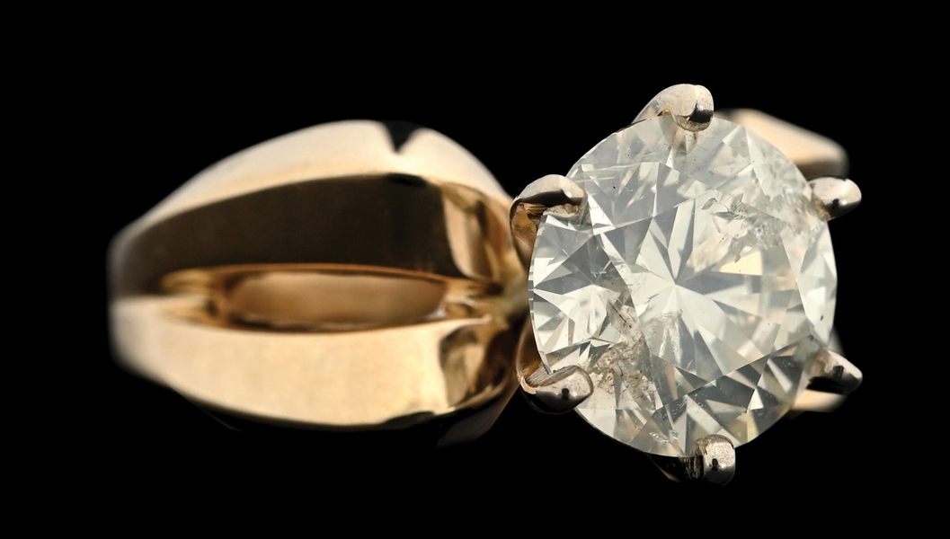 14K GOLD HEARTS & ARROWS 3CT DIAMOND RING W/REPORTS