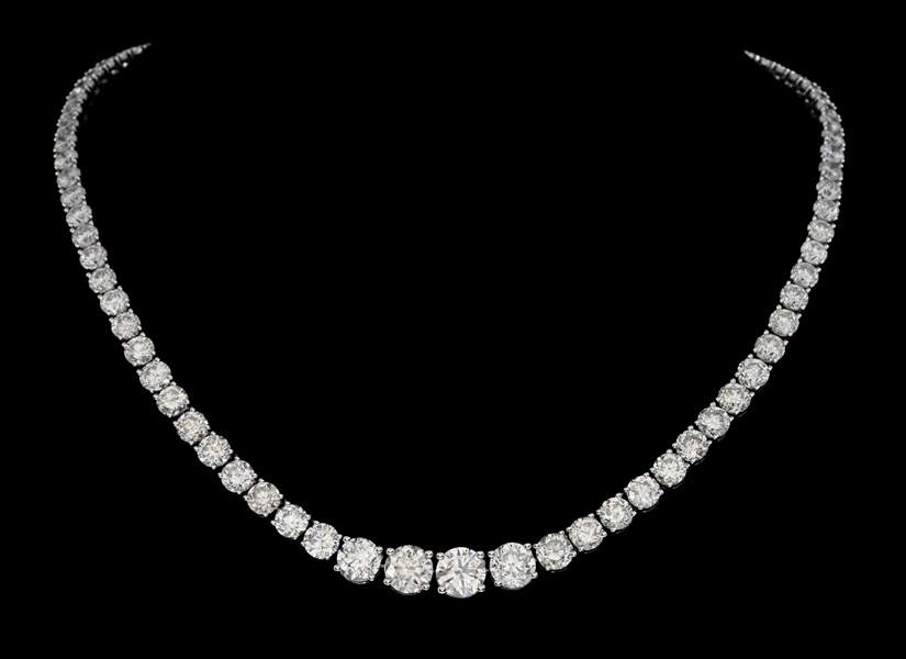 14K WHITE GOLD 45CT TW DIAMOND NECKLACE W/REPORT